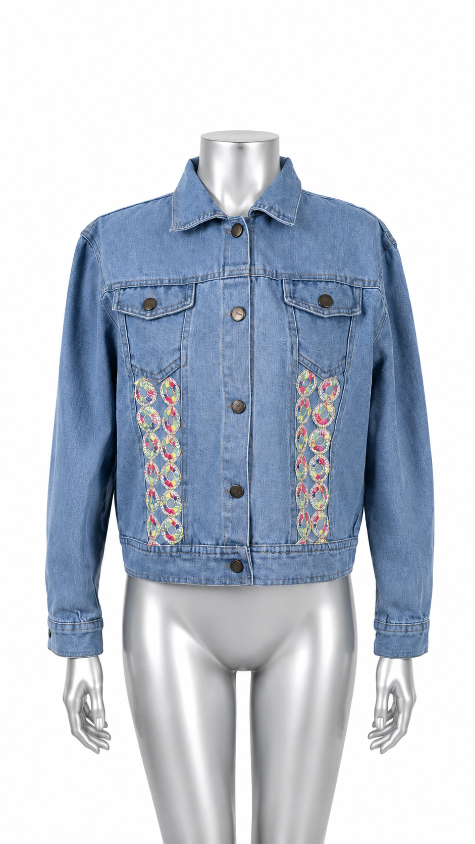 Whimsy Bloom Embellished Denim Jacket