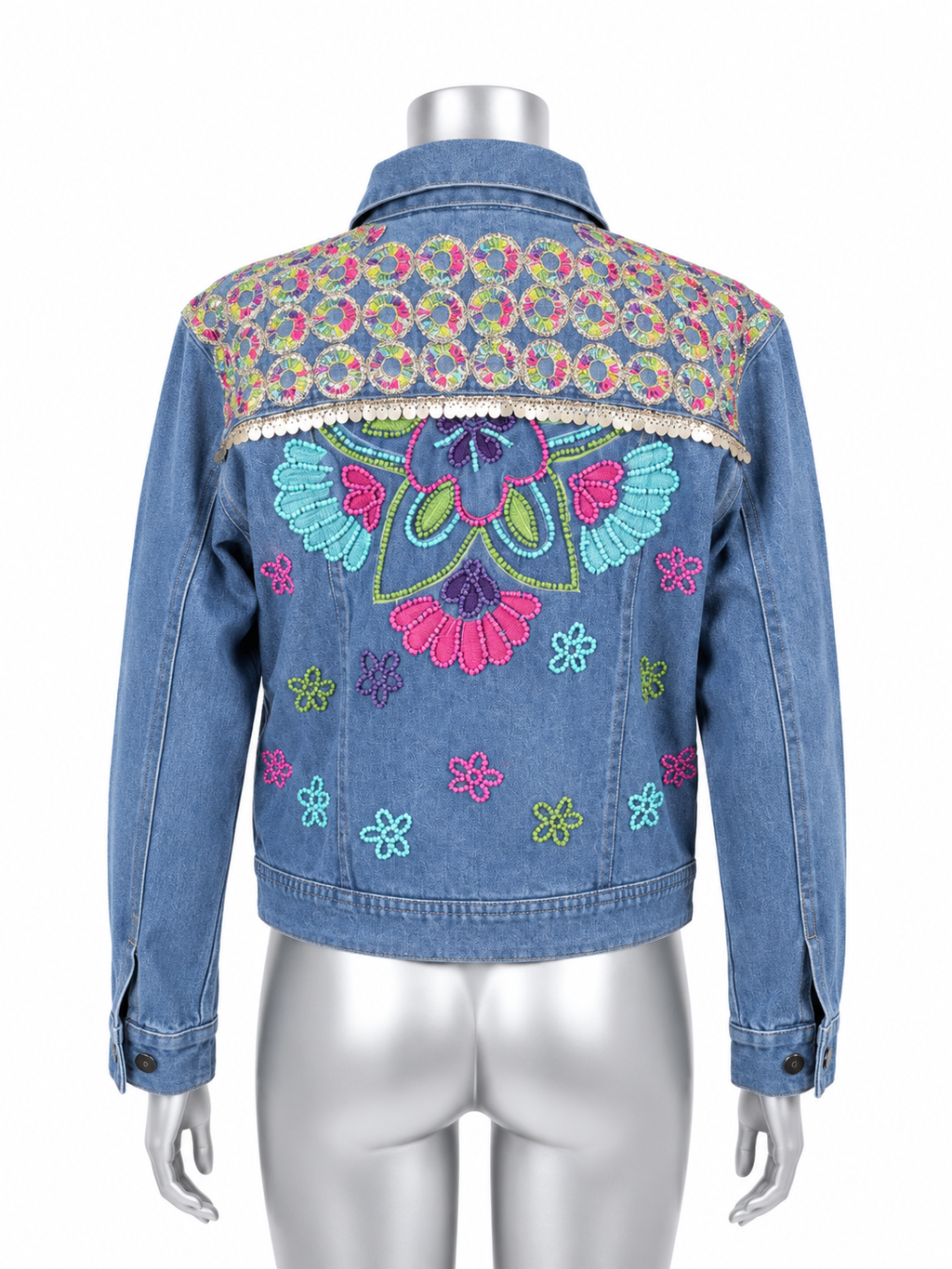 Whimsy Bloom Embellished Denim Jacket