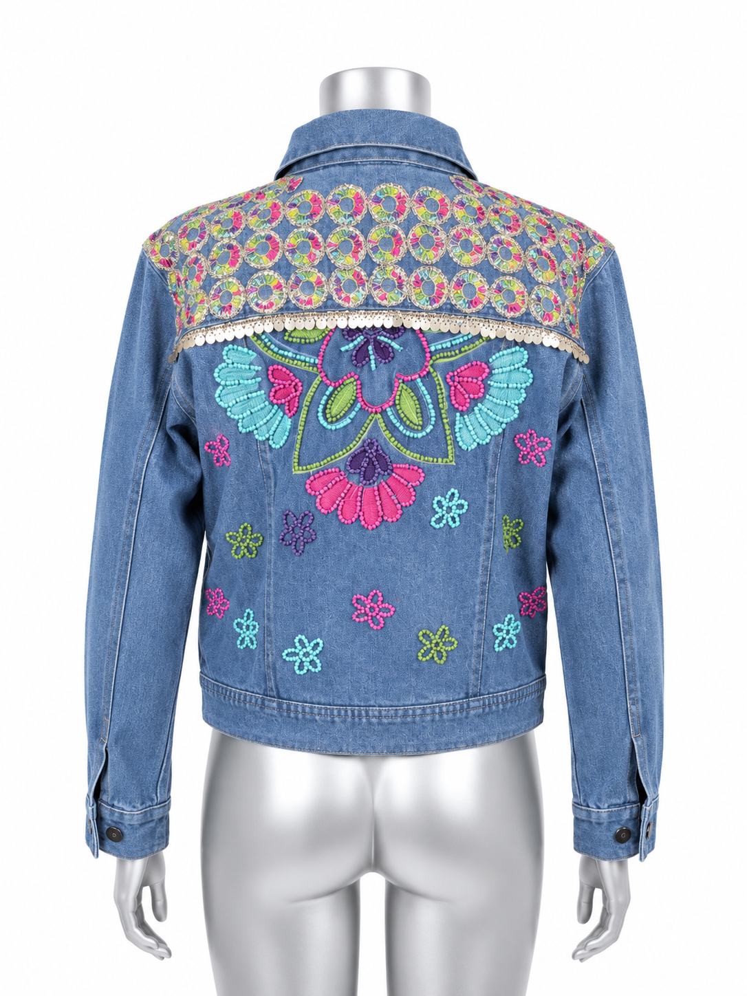 Whimsy Bloom Embellished Denim Jacket