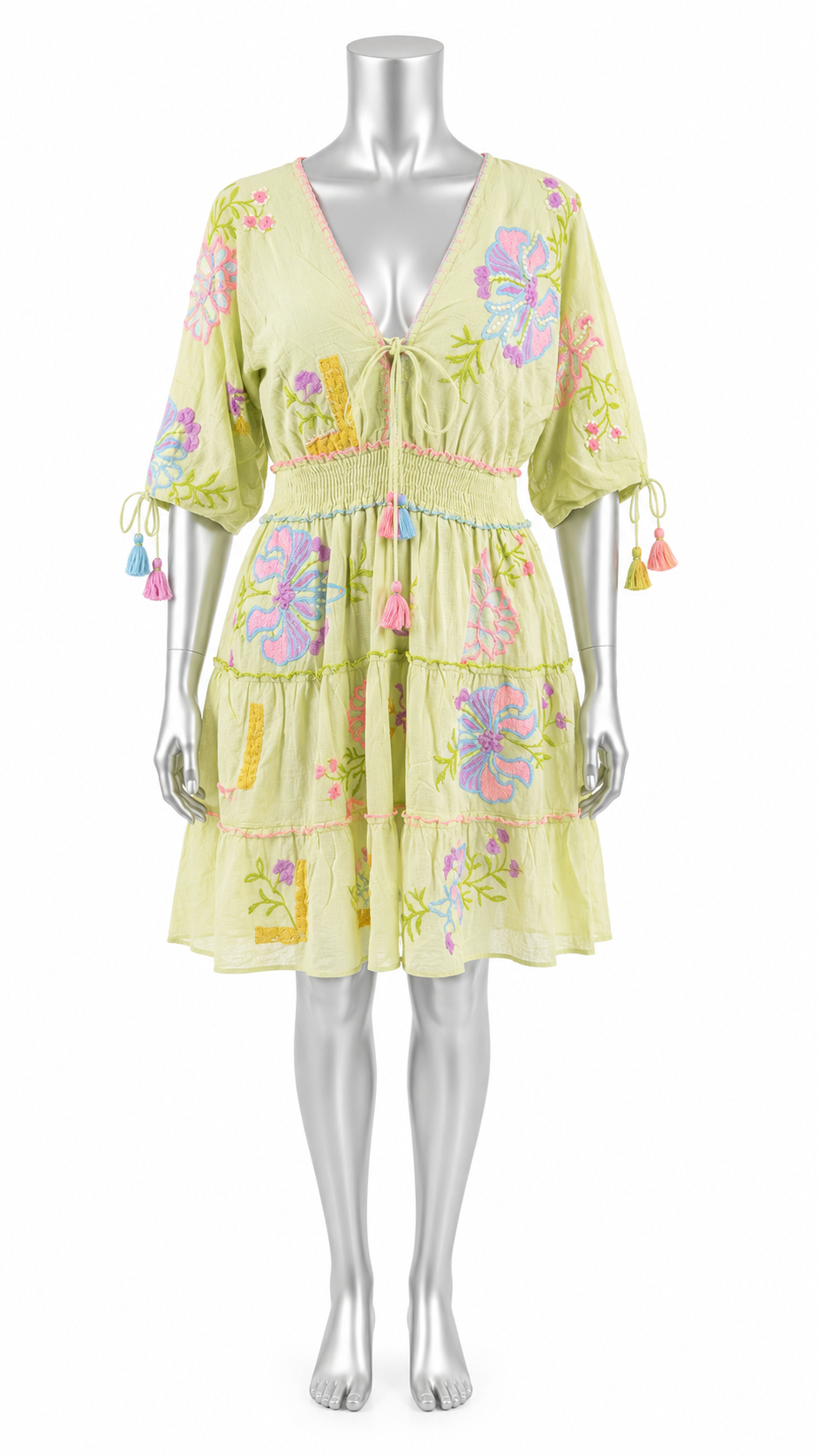 Pastel Garden Whisper Embroidered Dress