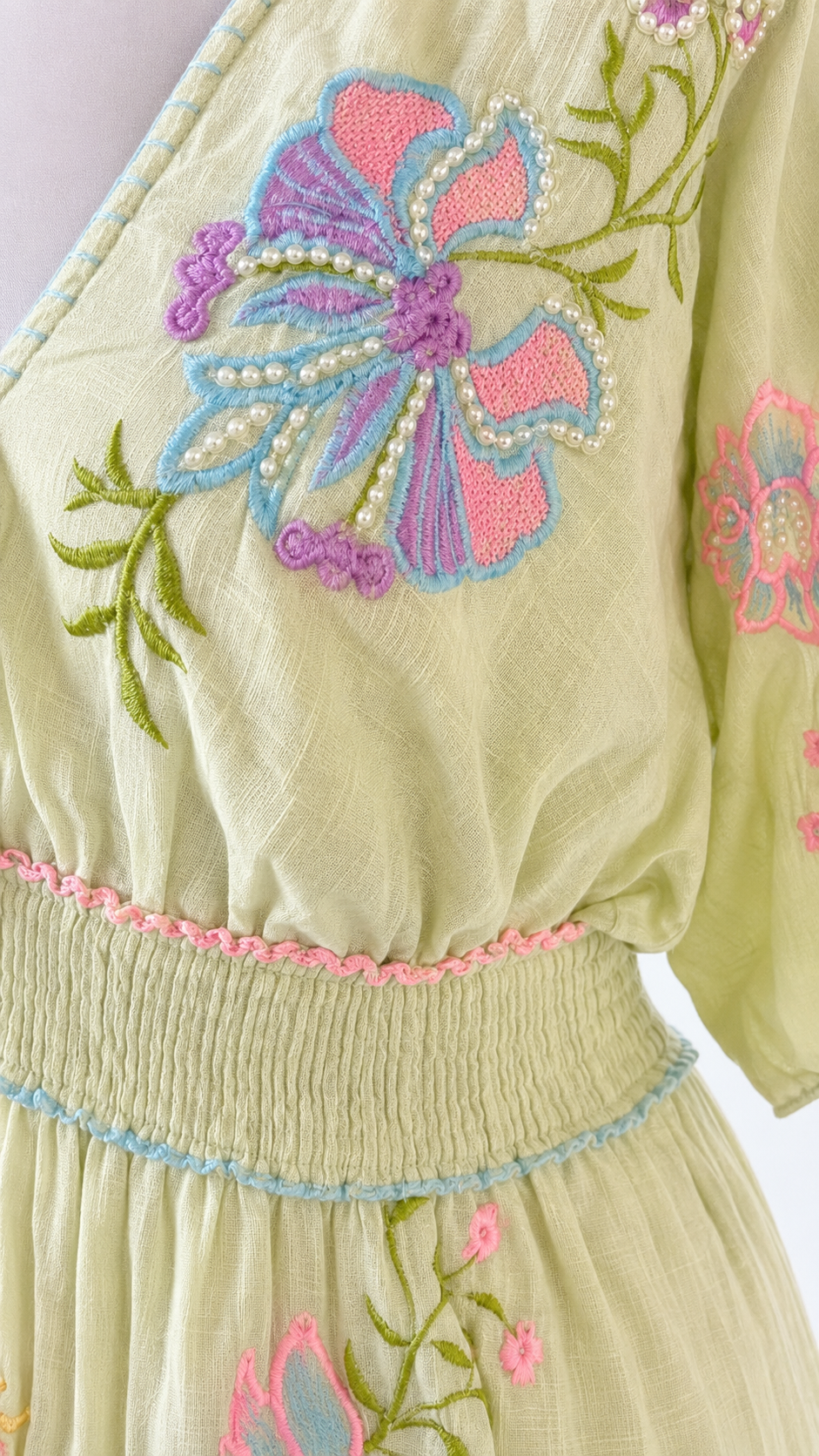 Pastel Garden Whisper Embroidered Dress