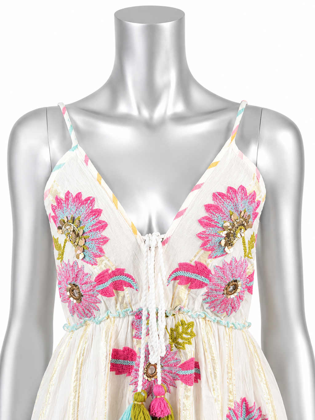 Sunlit Bloom Embroidered Maxi Dress