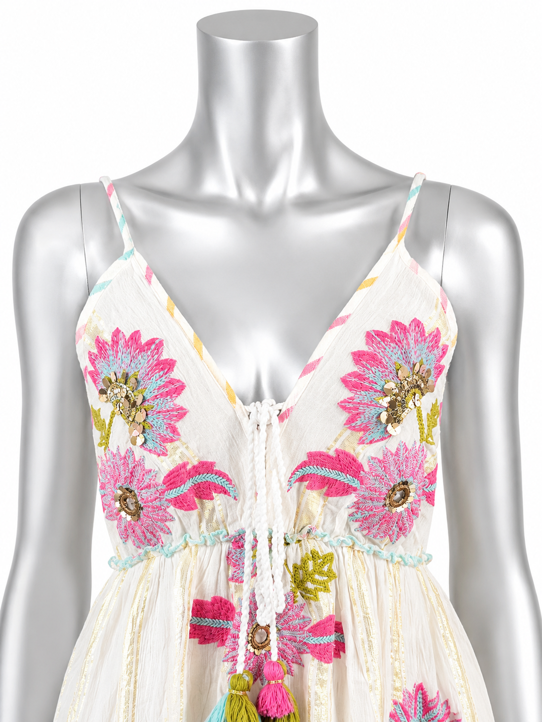Sunlit Bloom Embroidered Maxi Dress