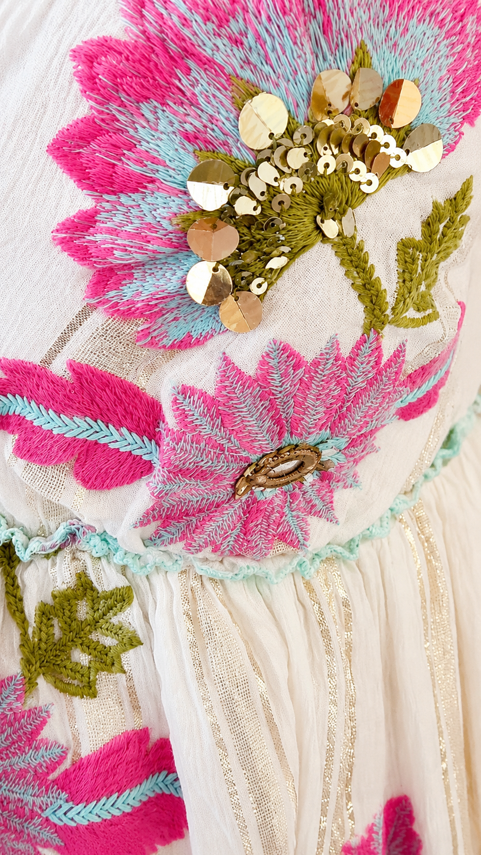 Sunlit Bloom Embroidered Maxi Dress