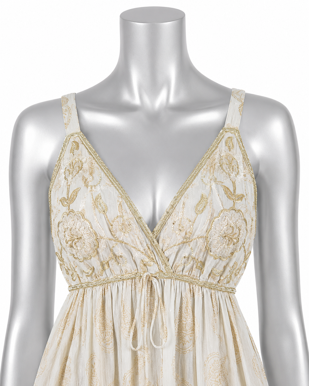 Golden Heirloom Embroidered Maxi Dress
