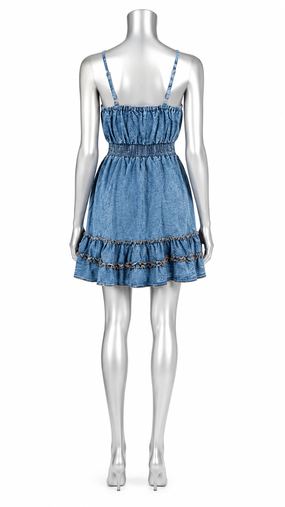 Golden Tides Embroidered Denim Sundress