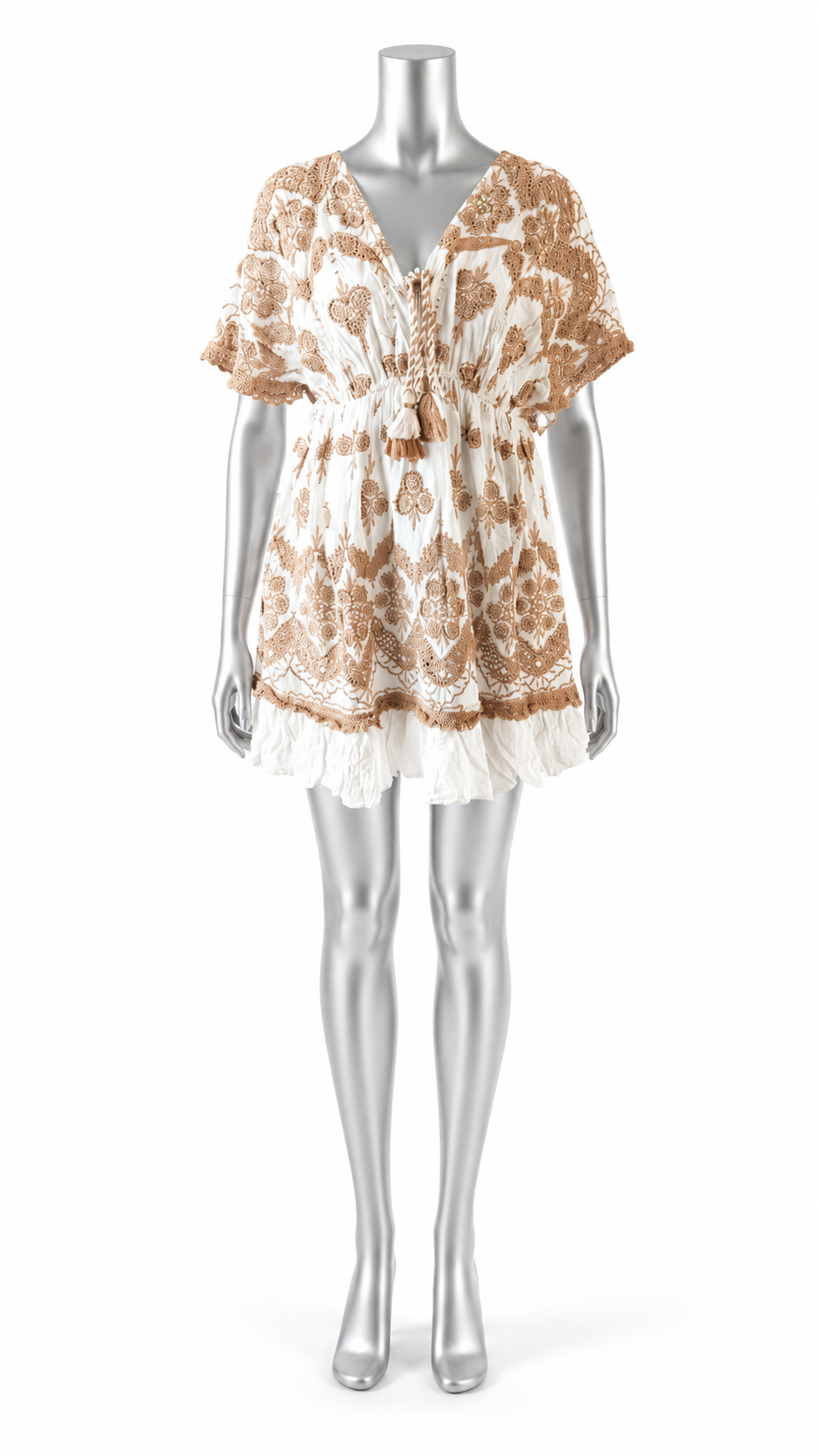 Golden Lace Butterfly Tunic Dress