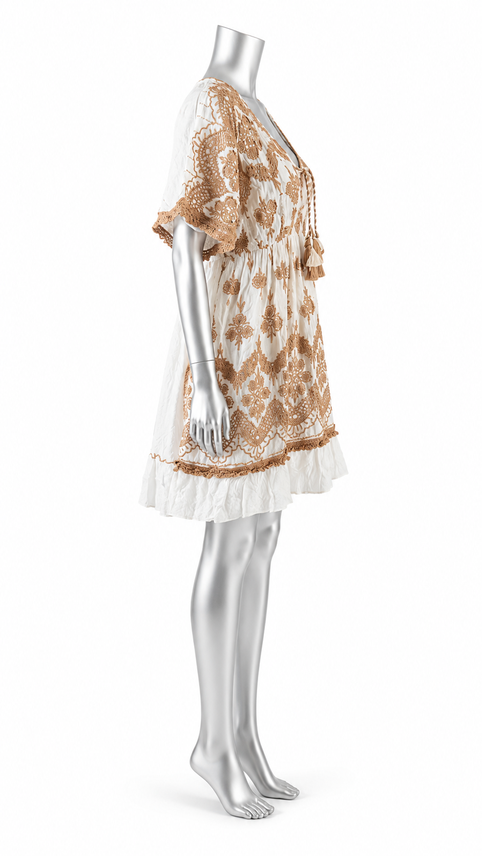 Golden Lace Butterfly Tunic Dress
