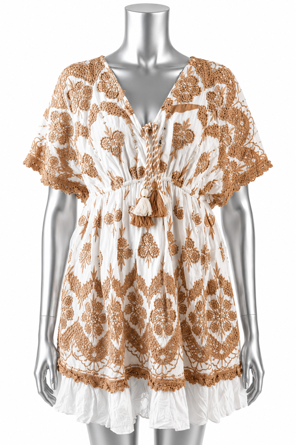 Golden Lace Butterfly Tunic Dress