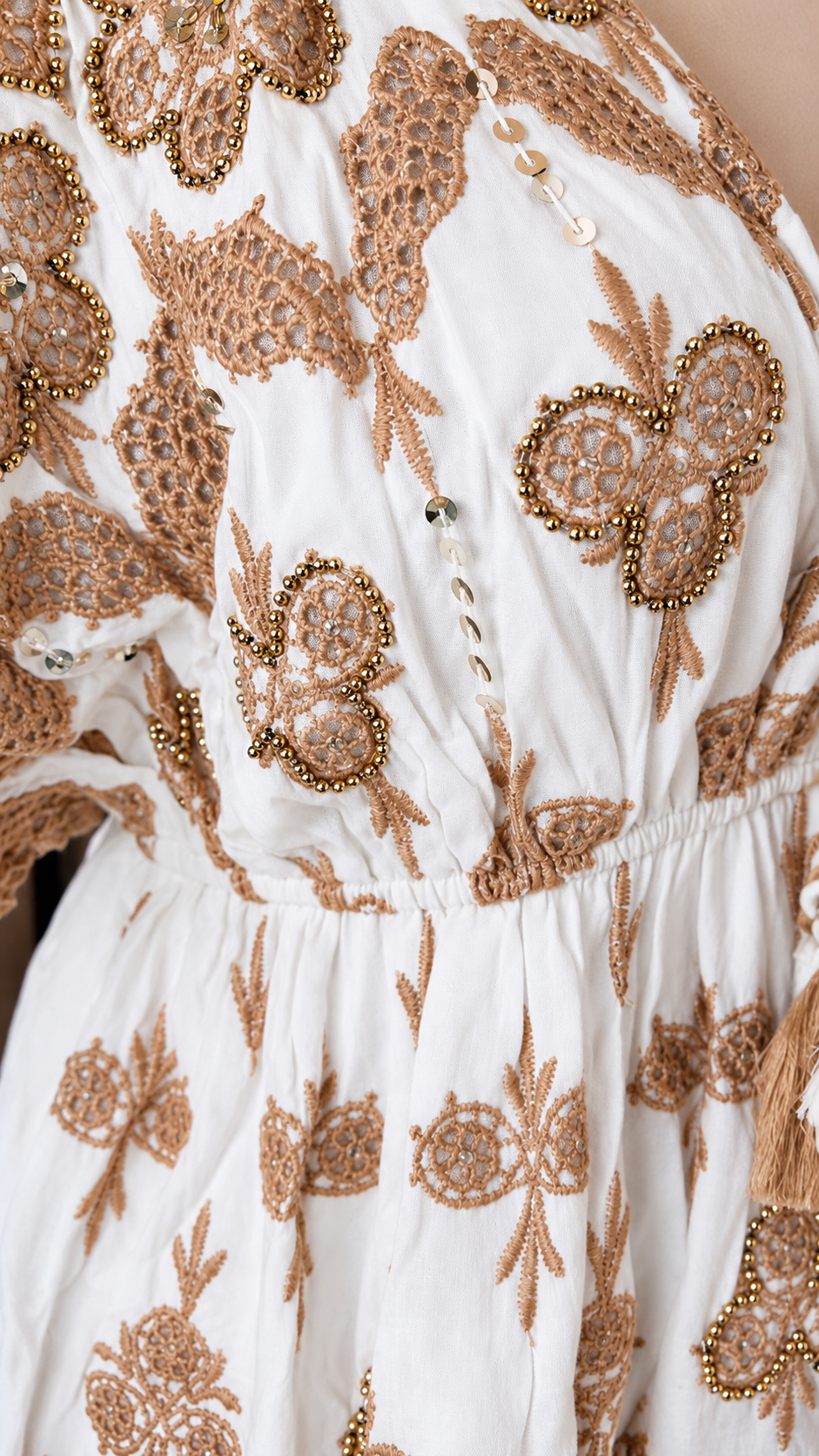 Golden Lace Butterfly Tunic Dress