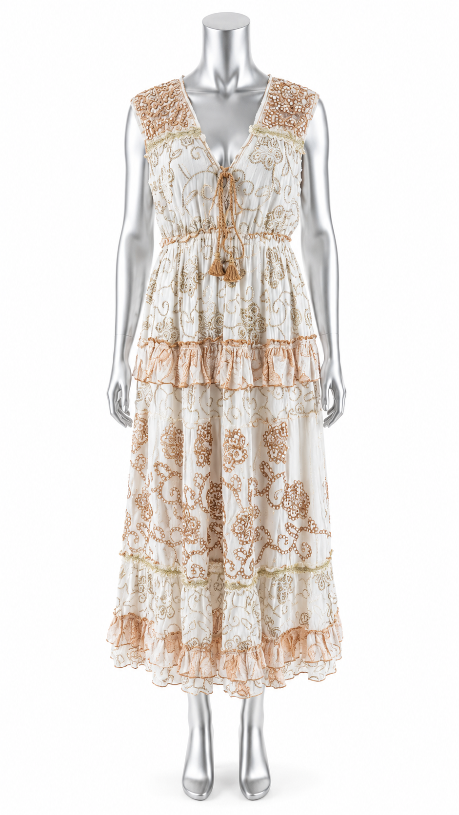 Champagne Starlight Embellished Maxi Dress