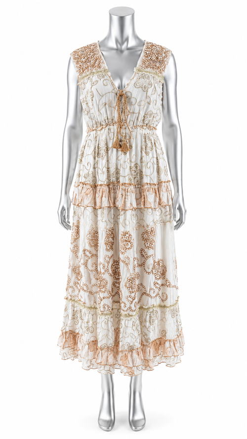 Champagne Starlight Embellished Maxi Dress