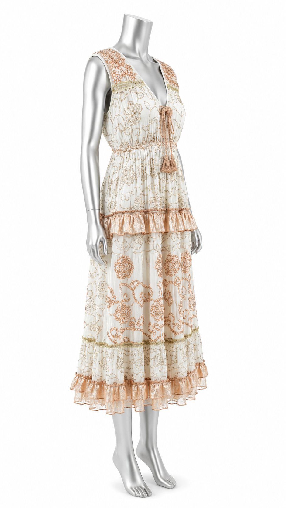 Champagne Starlight Embellished Maxi Dress