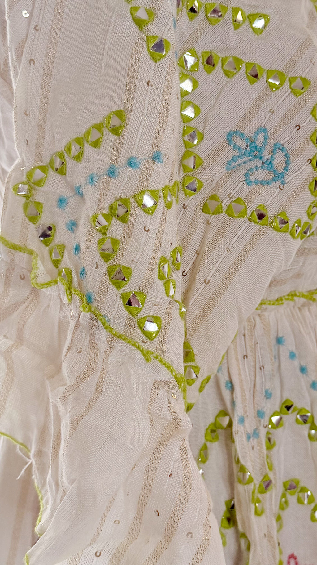 Lime Blossom Mirror Embellished Tunic Dress