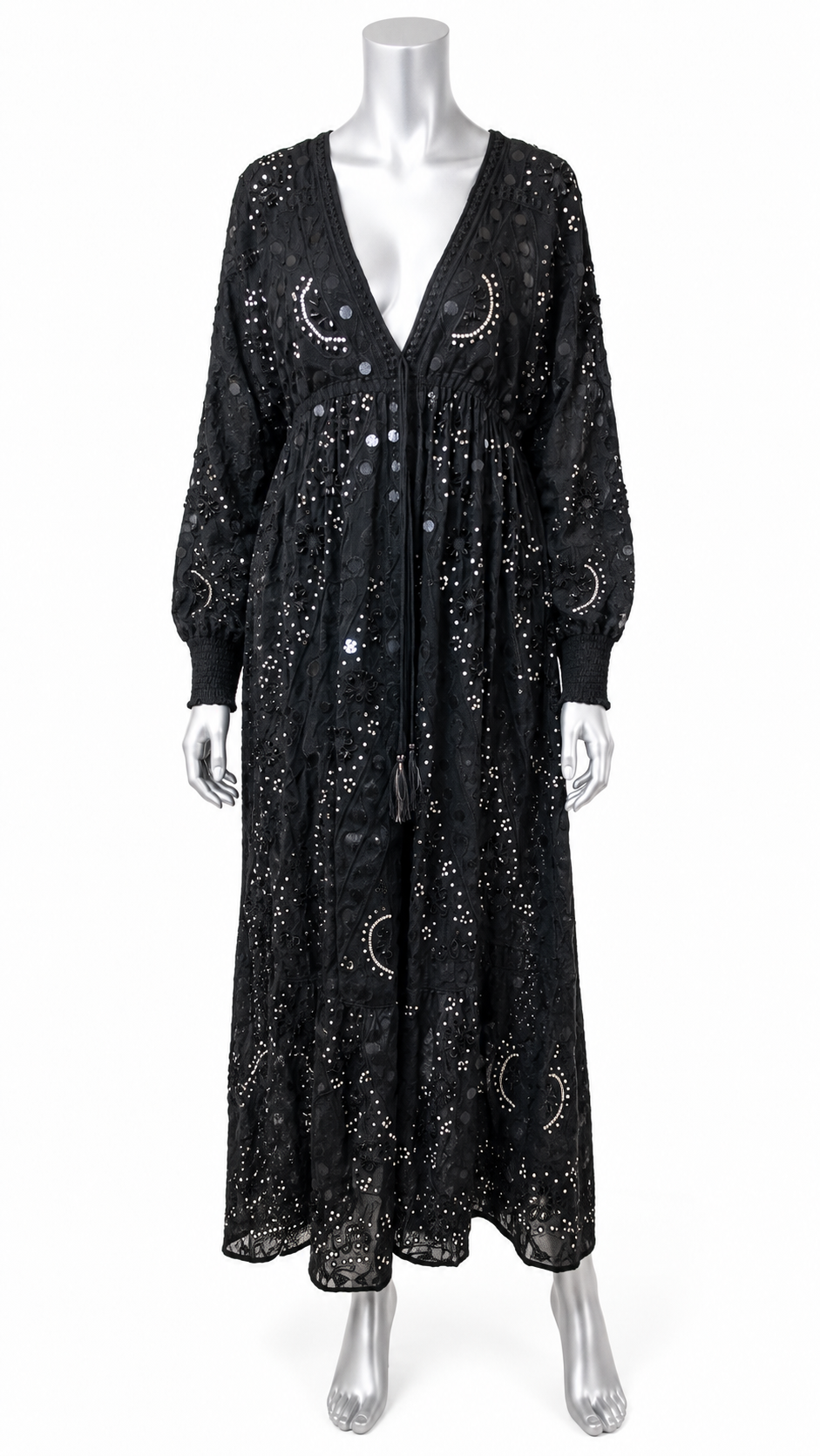 Midnight Moonlight Embellished Maxi Dress
