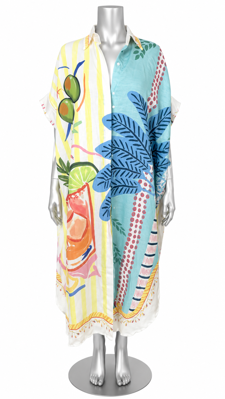Coastal Lobster Linen Shirt Dress