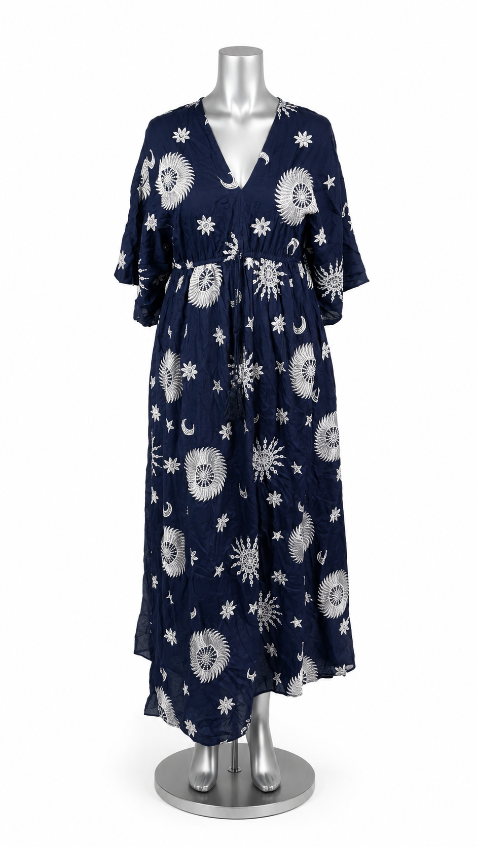 Midnight Celestial Embroidered Maxi Dress