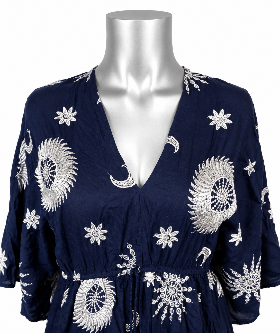 Midnight Celestial Embroidered Maxi Dress
