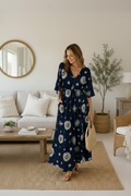 Midnight Celestial Embroidered Maxi Dress