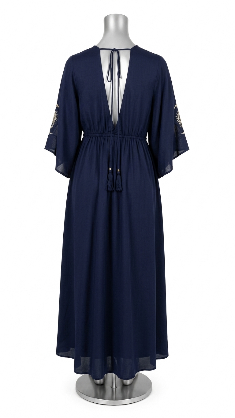 Midnight Celestial Embroidered Maxi Dress