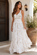 Sea Glass Serenade Hand-Embroidered Maxi Dress