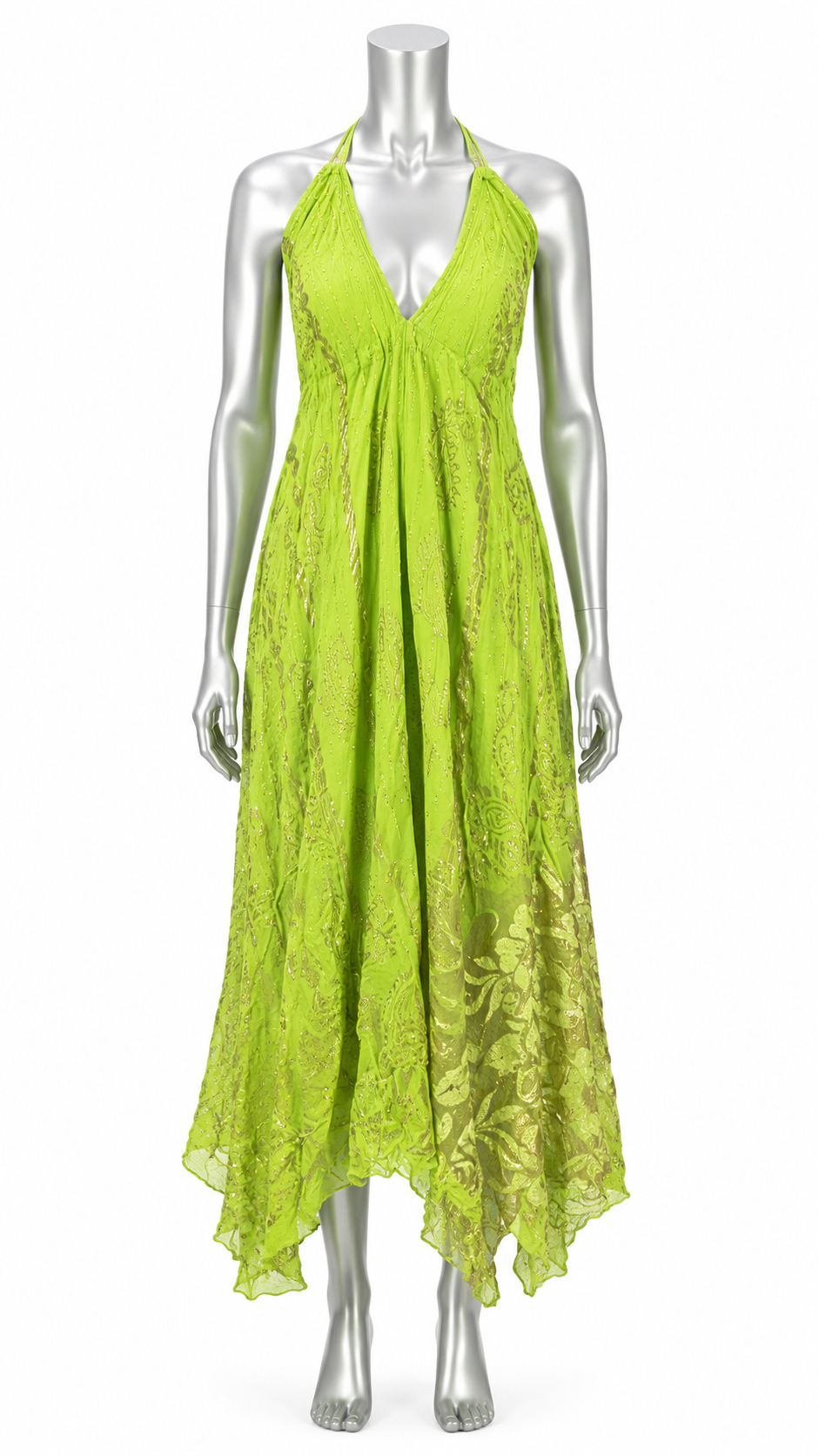 Citrus Glow Halter Maxi Dress