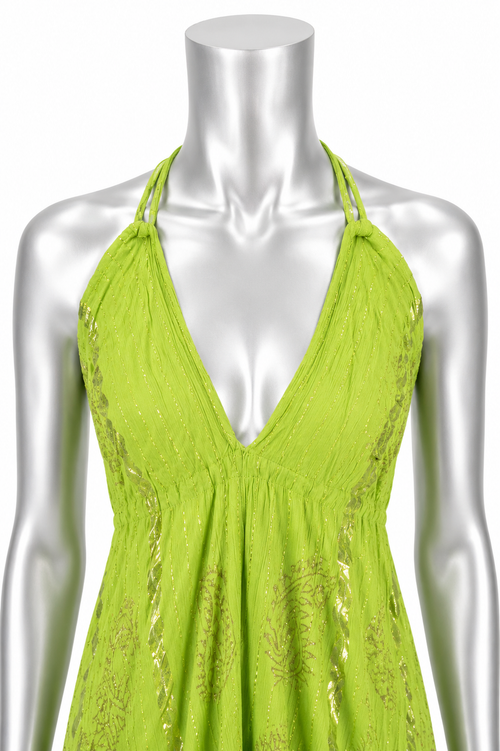 Citrus Glow Halter Maxi Dress