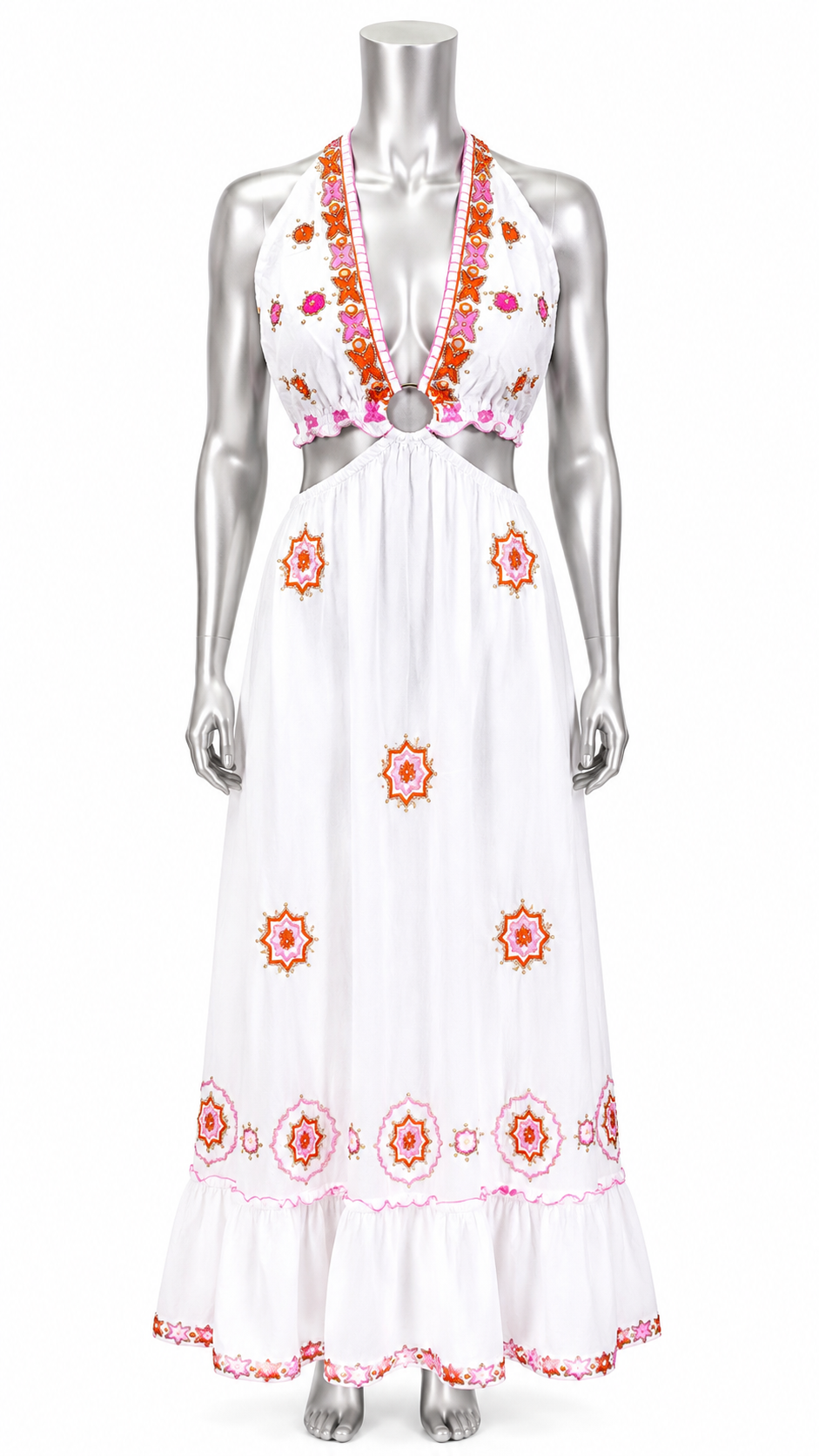 Sun-Kissed Tides Hand-Beaded Maxi Dress