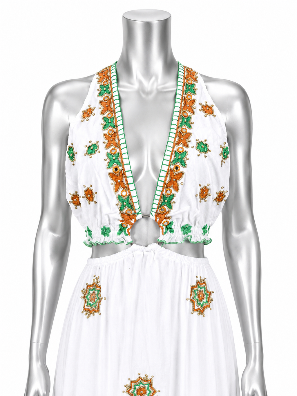 Sun-Kissed Tides Hand-Beaded Maxi Dress