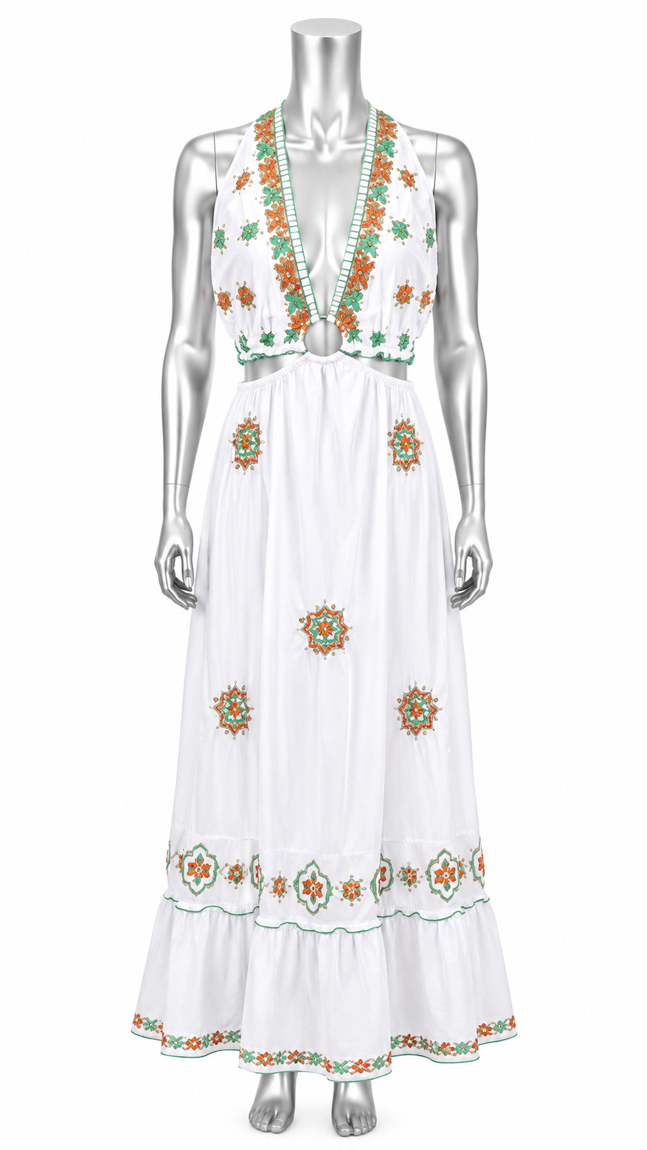 Sun-Kissed Tides Hand-Beaded Maxi Dress