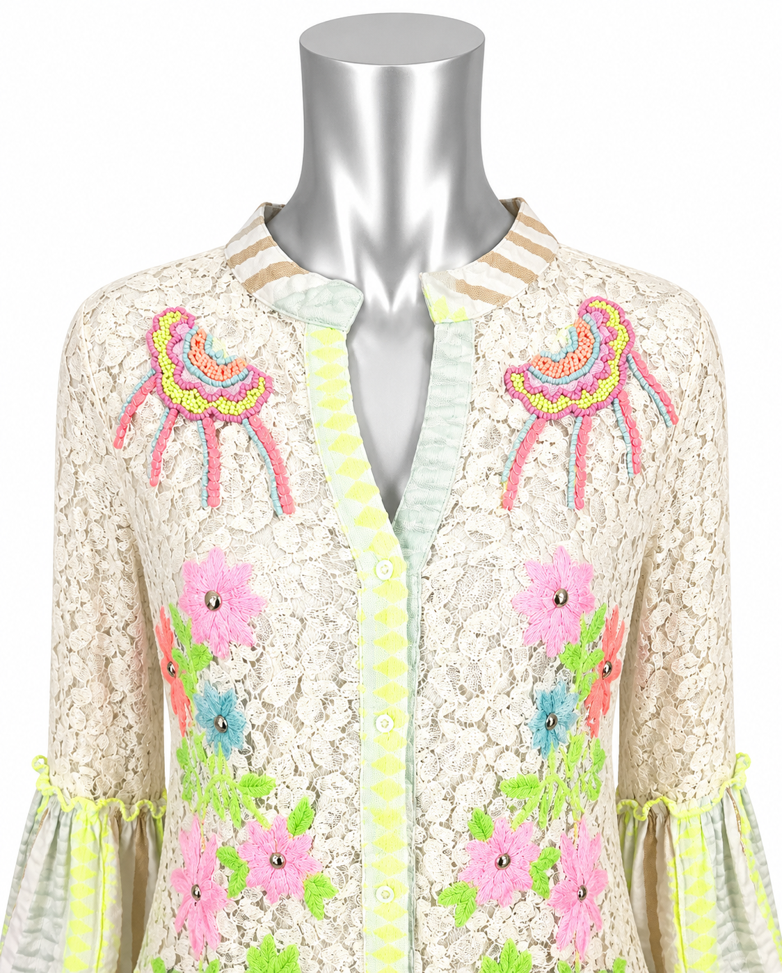 Neon Bloom Lace Tunic Dress