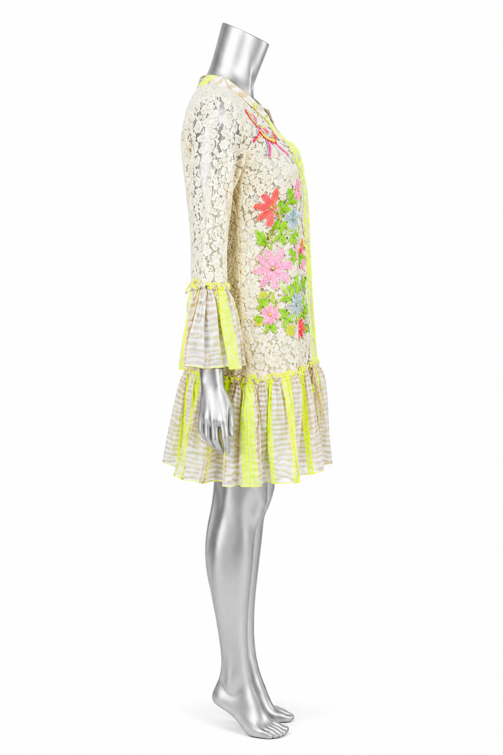 Neon Bloom Lace Tunic Dress