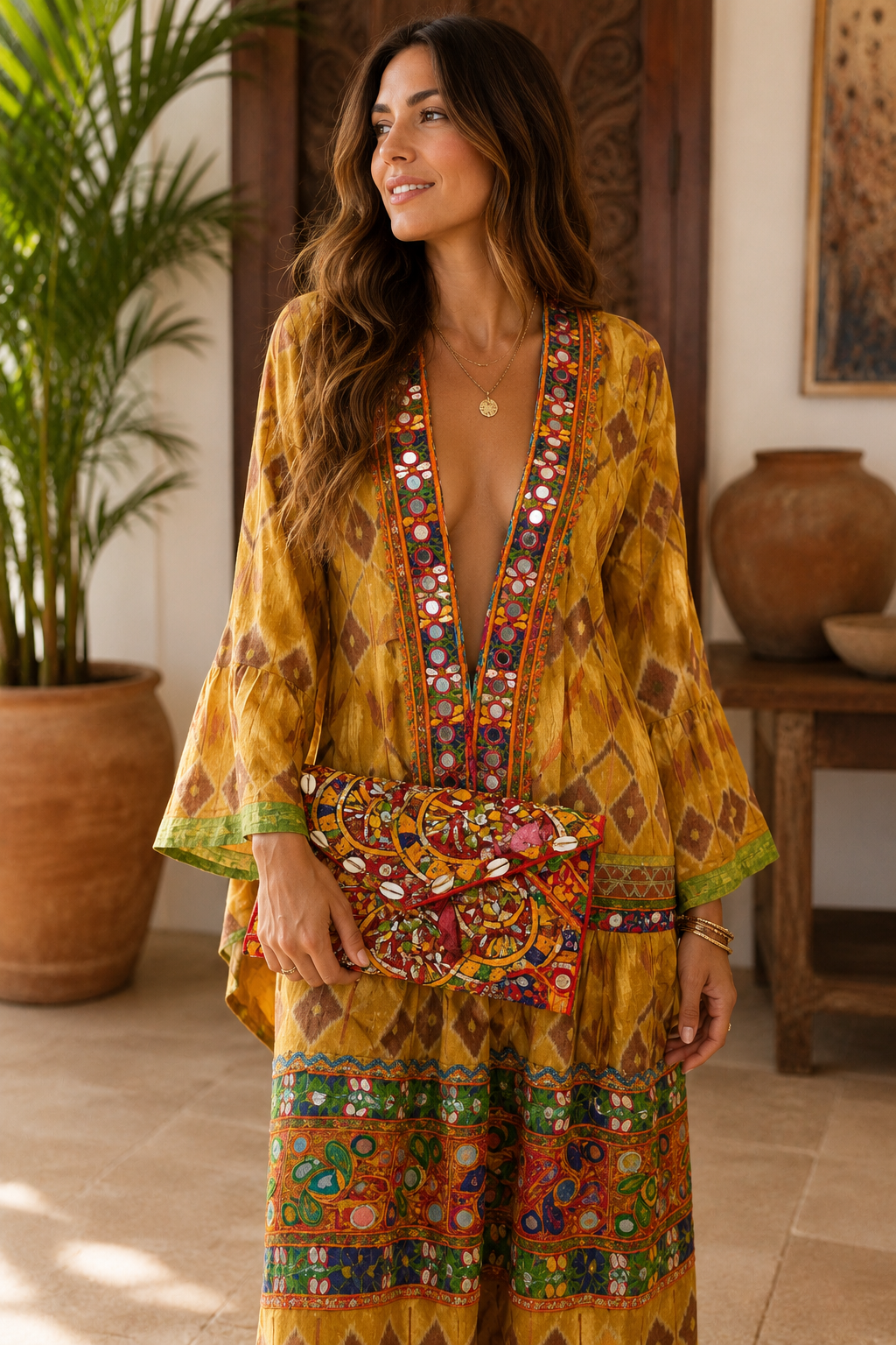 Golden Mirage Duster & Clutch Set
