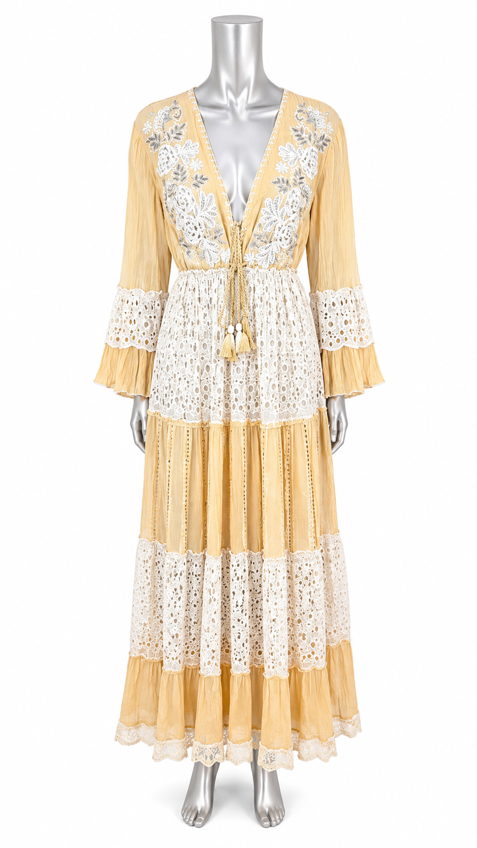 The Golden Lace Reverie Maxi Dress