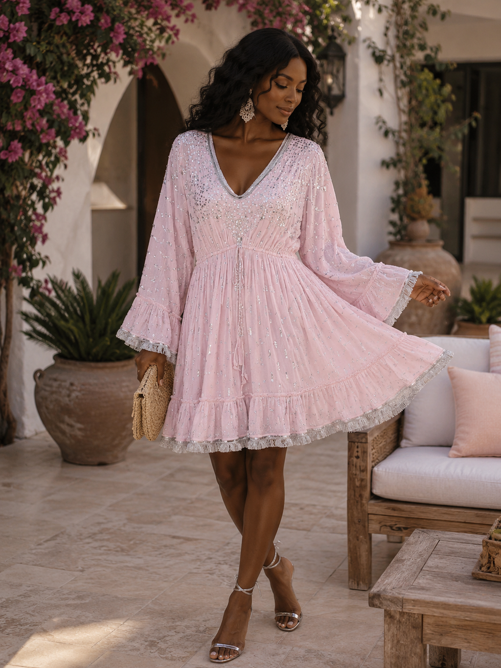 The Blush Stardust Viscose Dress
