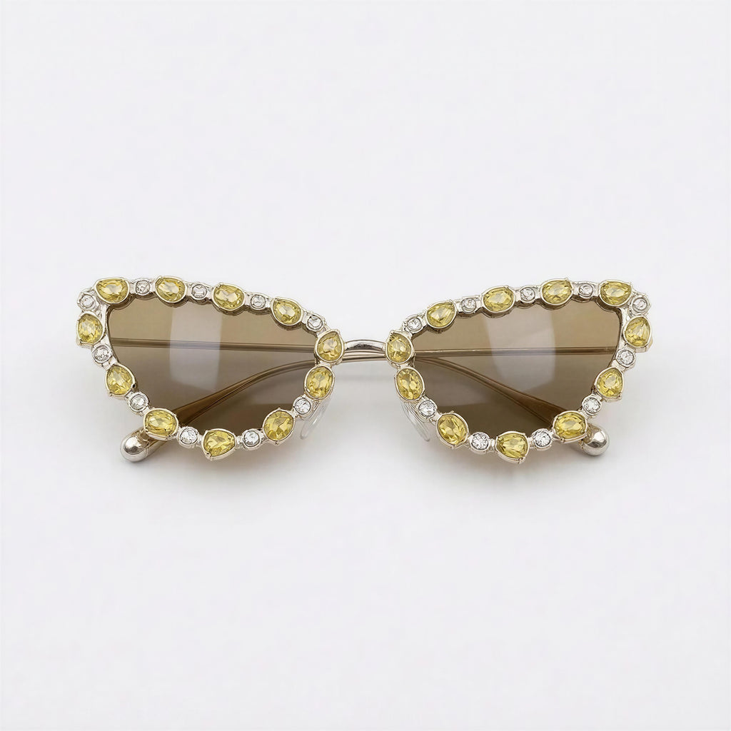 Golden Halo Gemstone Cat-Eye Sunglasses