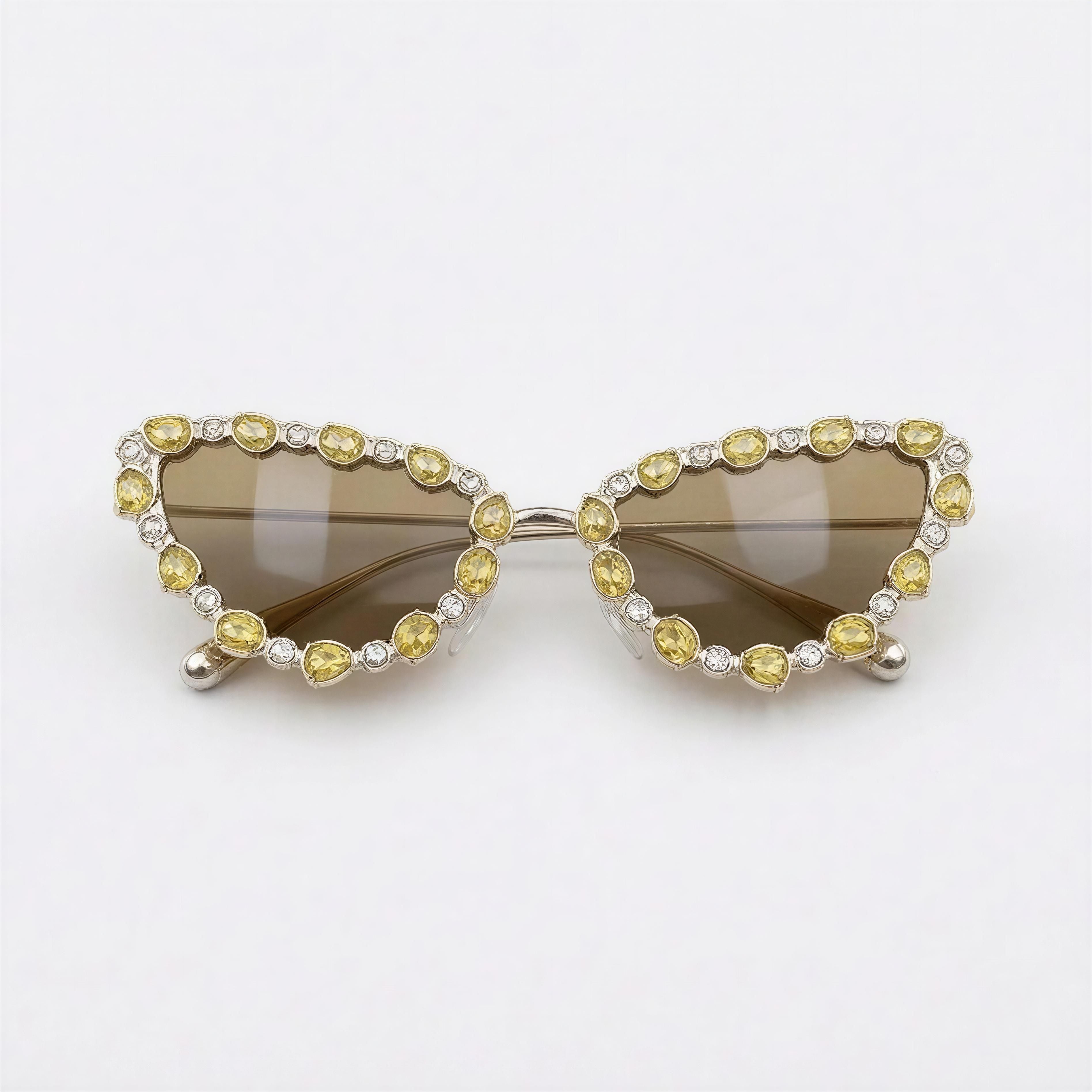 Golden Halo Gemstone Cat-Eye Sunglasses