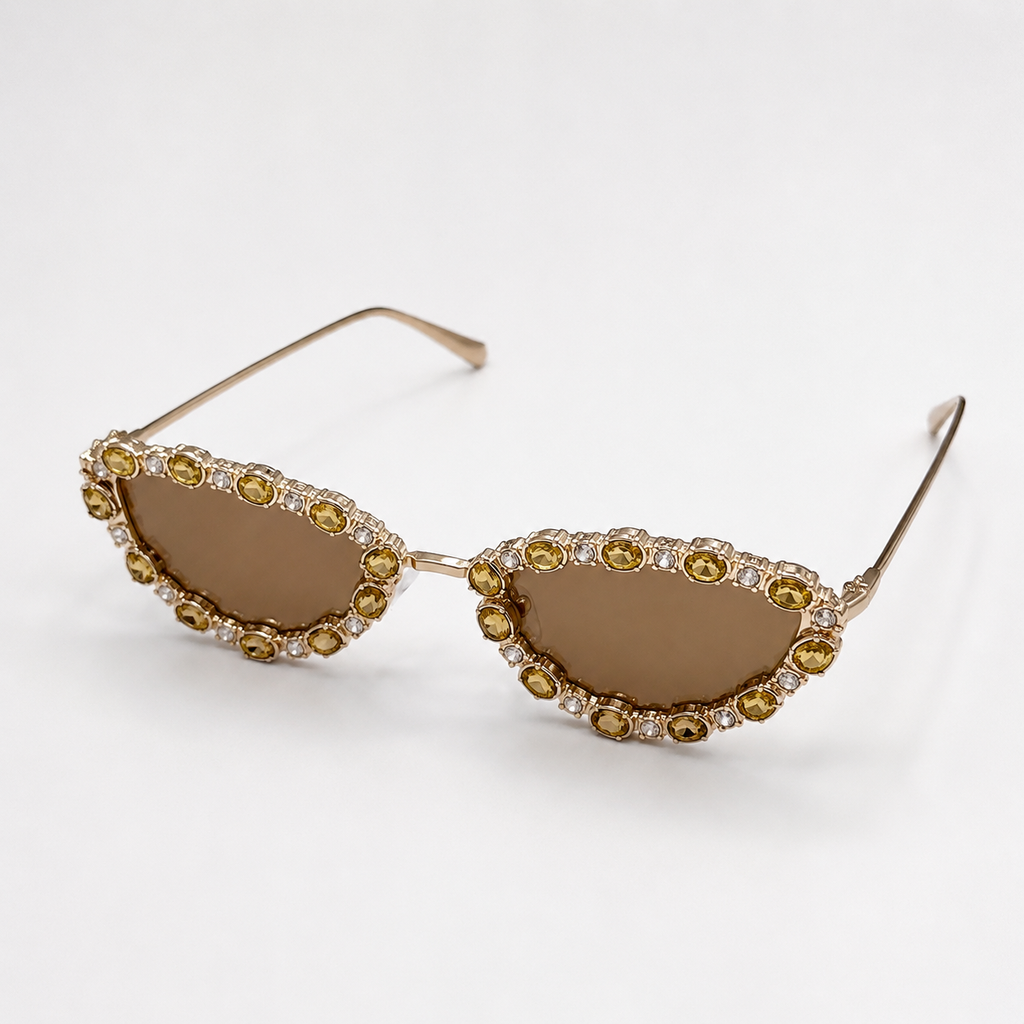 Golden Halo Gemstone Cat-Eye Sunglasses