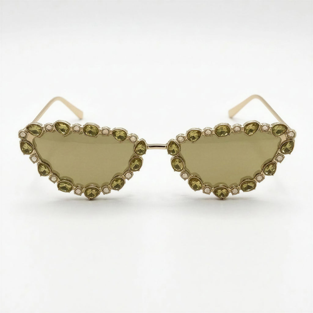 Golden Halo Gemstone Cat-Eye Sunglasses