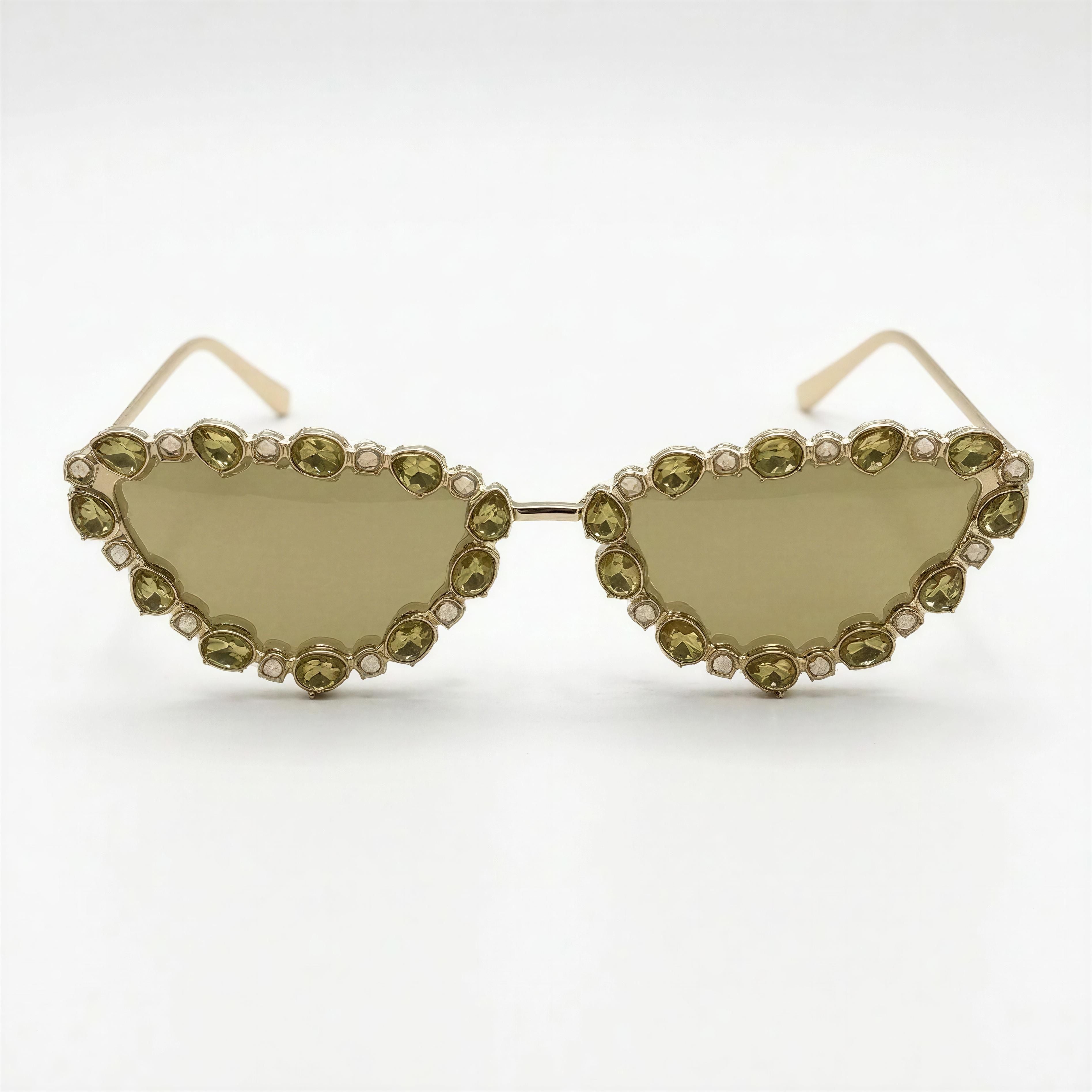 Golden Halo Gemstone Cat-Eye Sunglasses