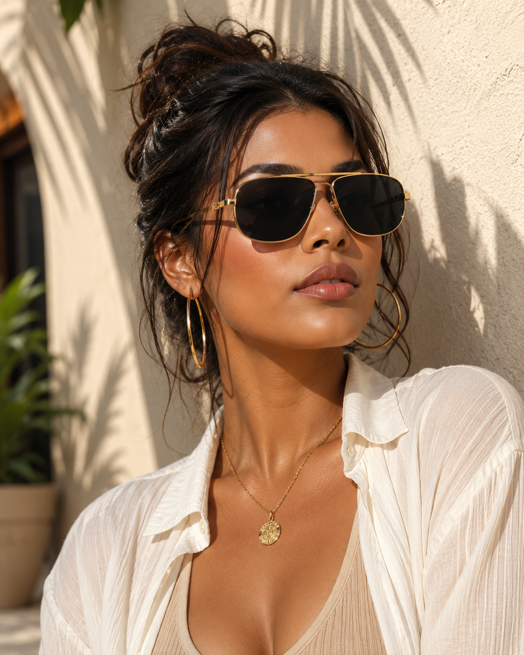 Golden Horizon Shield Sunglasses
