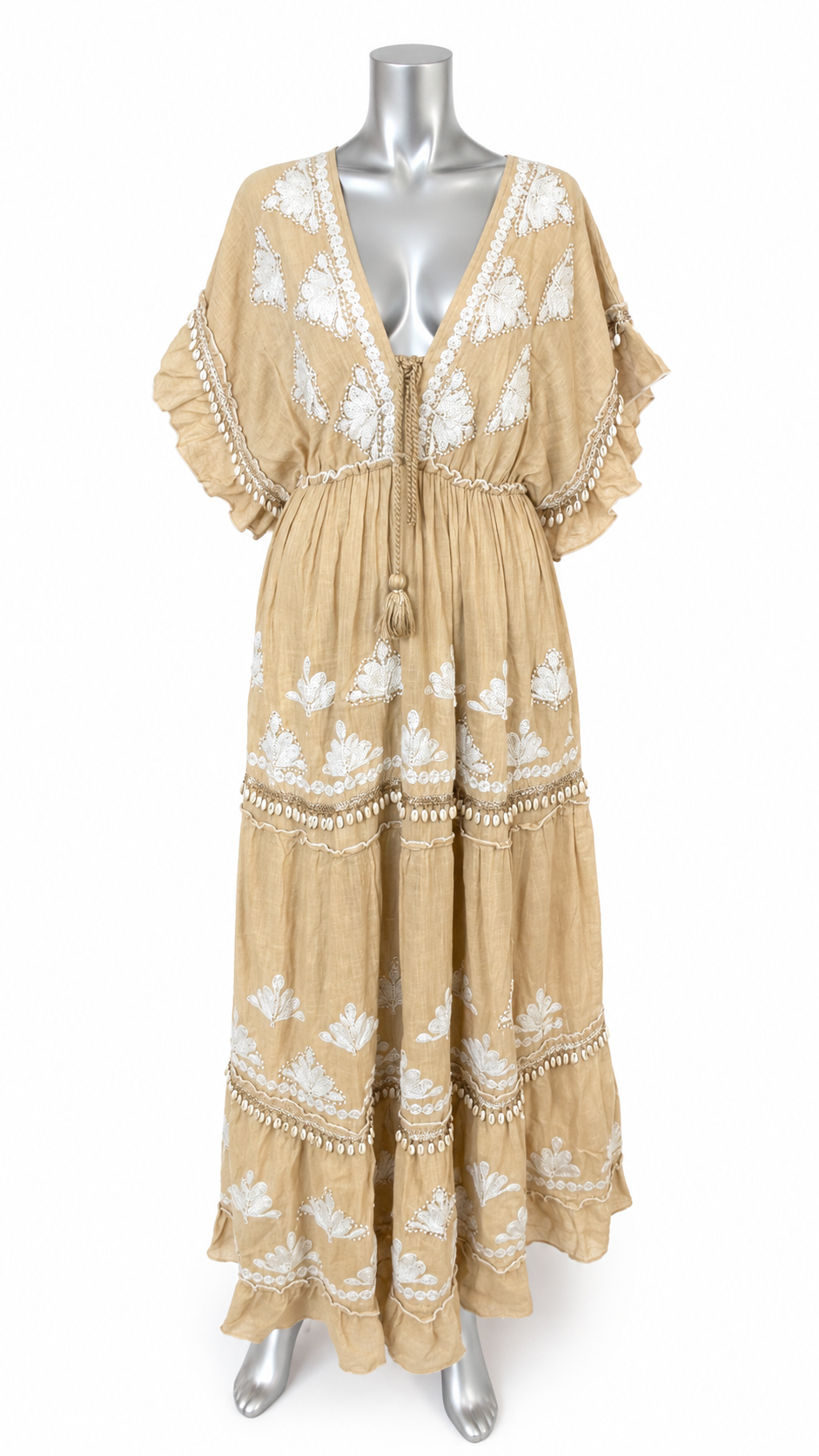 Pearl Coast Embroidered Cotton Maxi Dress