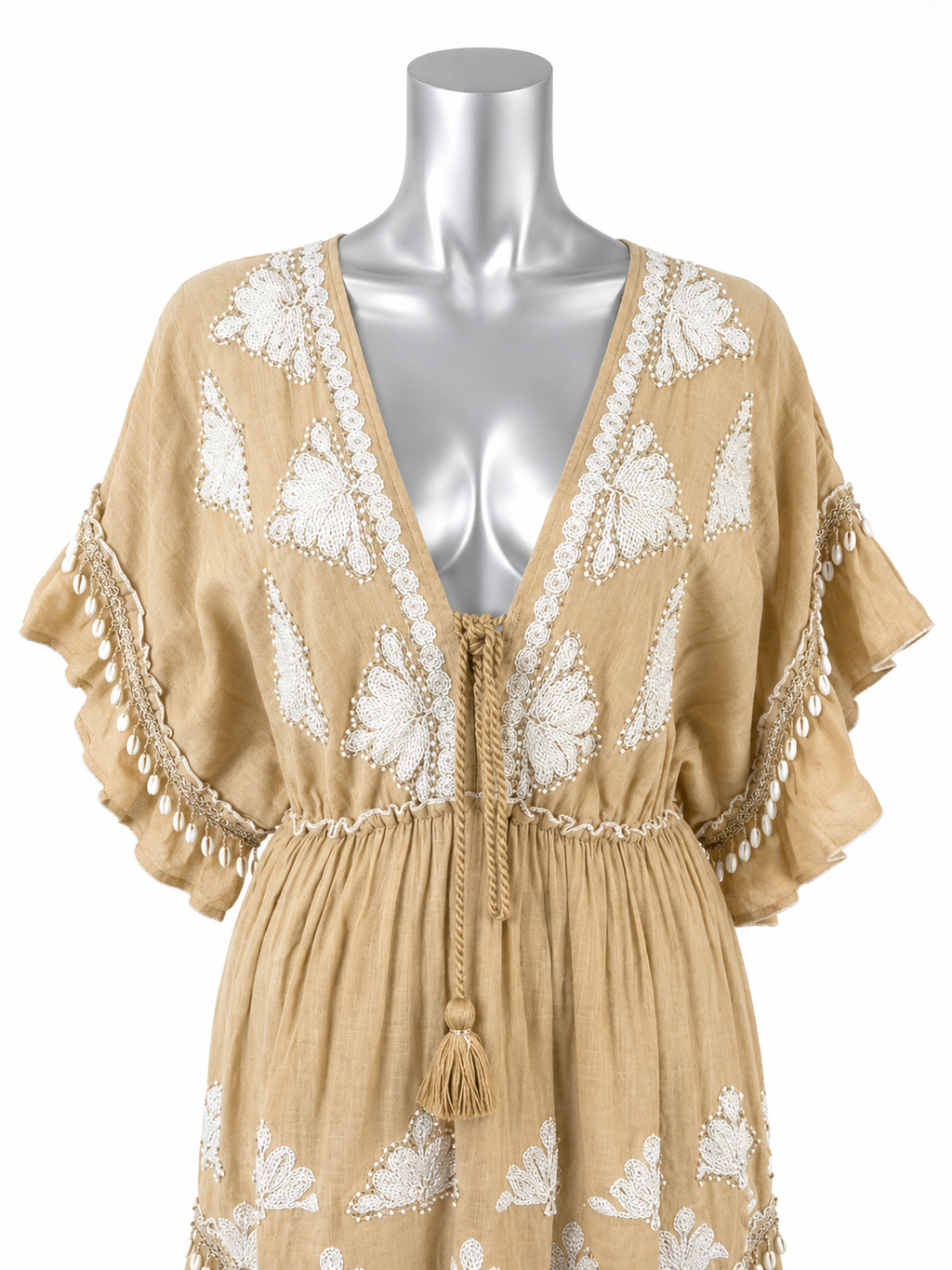 Pearl Coast Embroidered Cotton Maxi Dress
