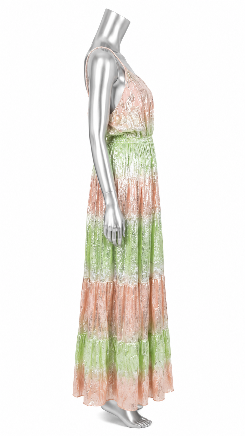 Blush & Sage Brocade Goddess Maxi Dress