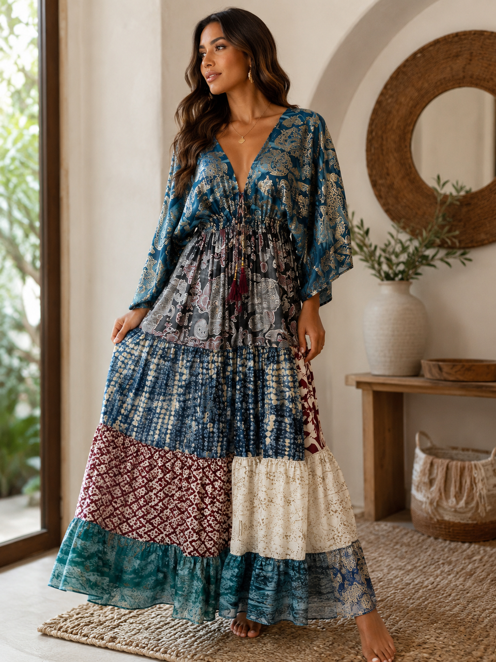 Midnight Mosaic Boho Maxi Dress