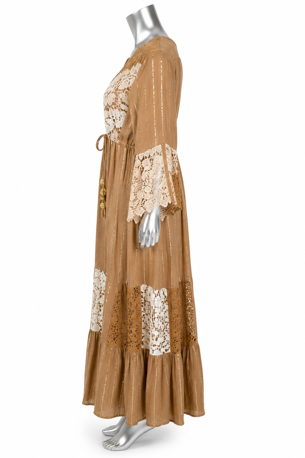 Golden Dune Lace Maxi Dress
