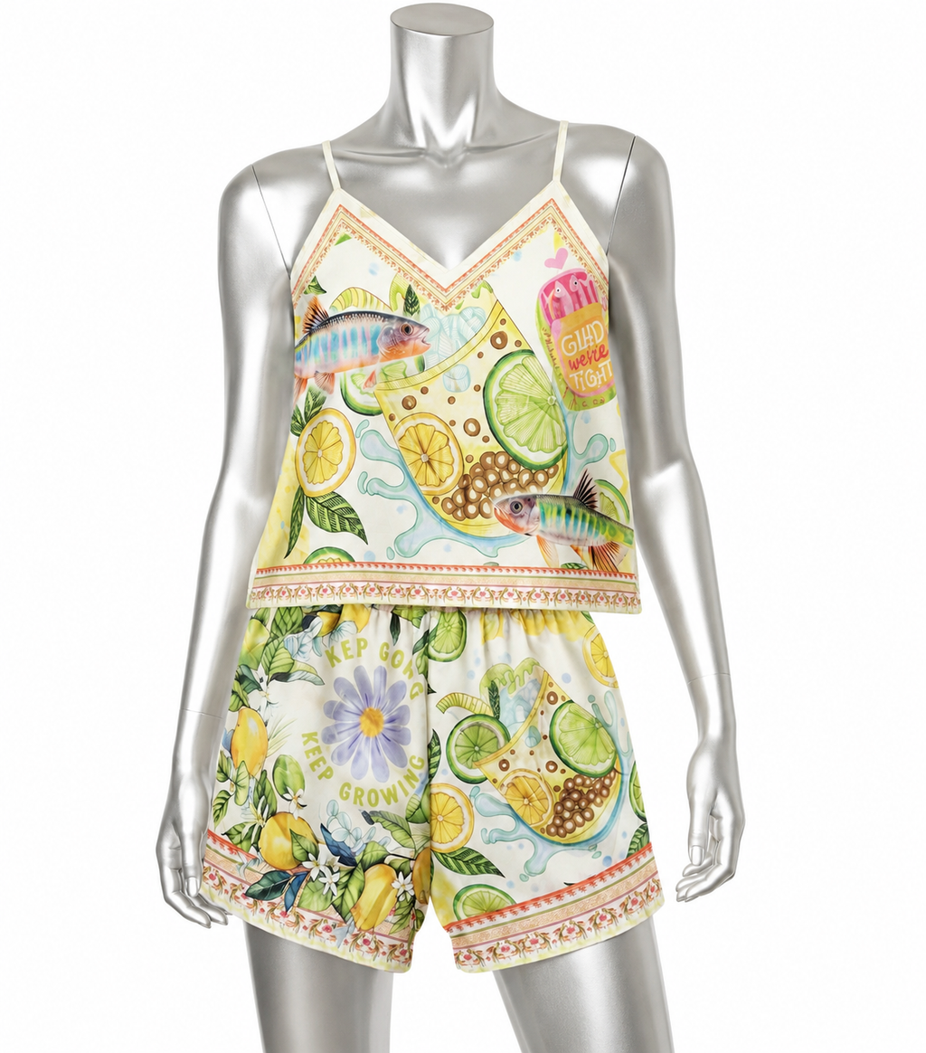 Limoncello Coast Linen Shorts Set