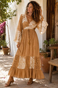 Golden Dune Lace Maxi Dress
