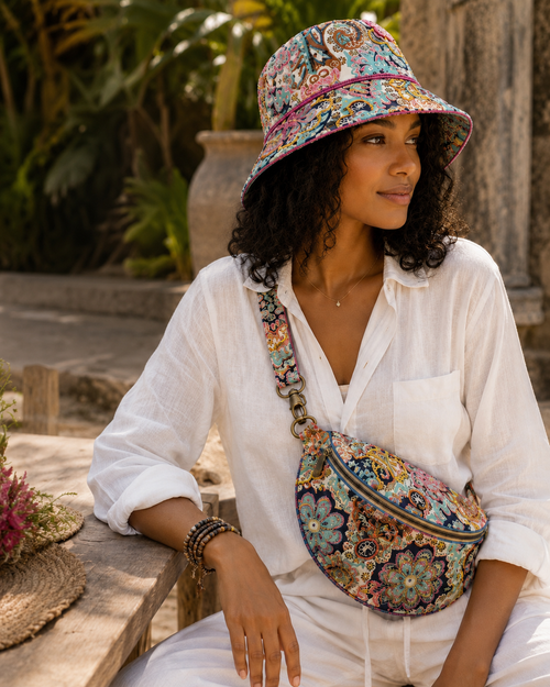 Bohemian Bloom Convertible Hat & Crossbody Set