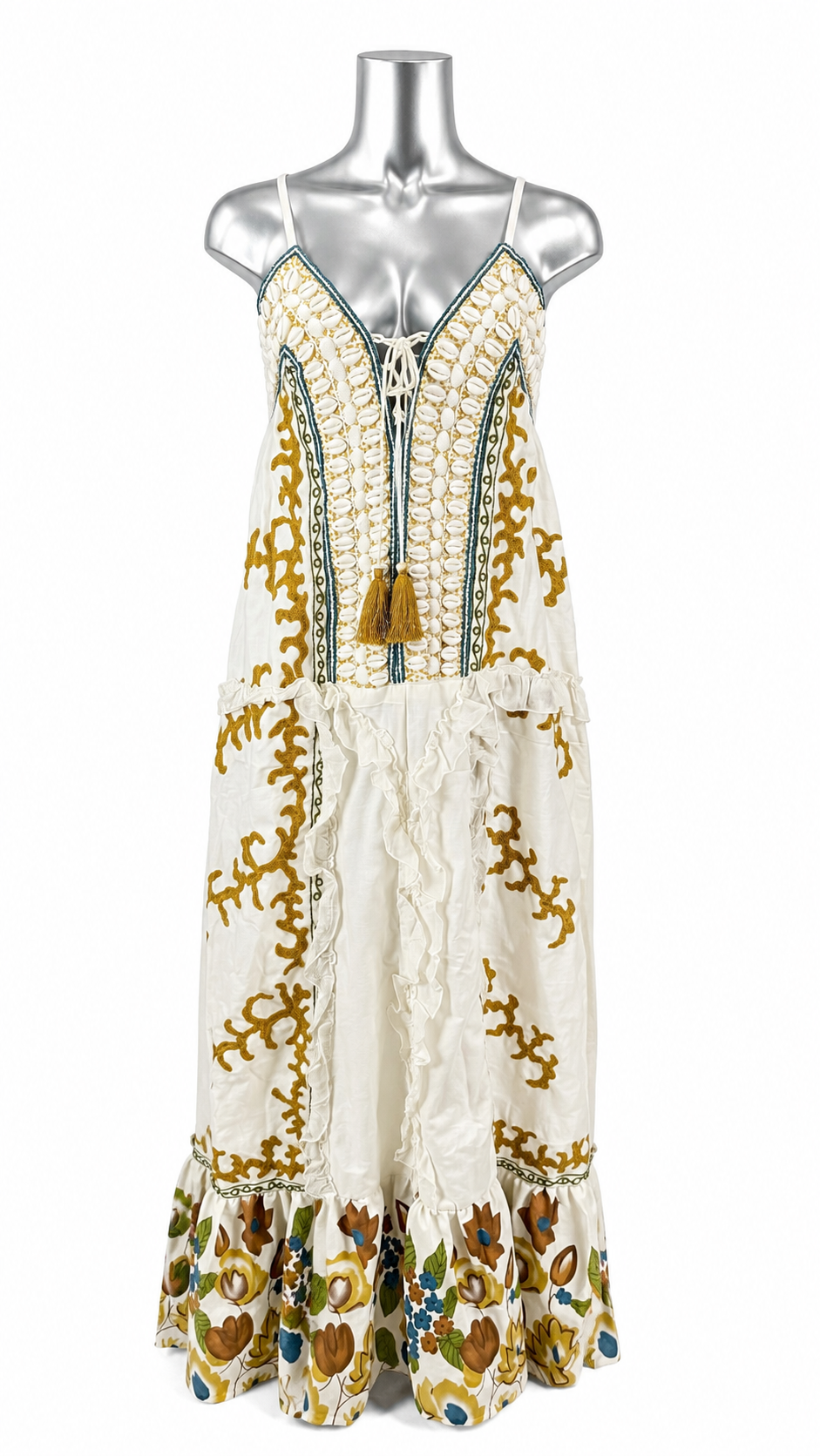 Coral Coast Cowrie Linen Maxi Dress